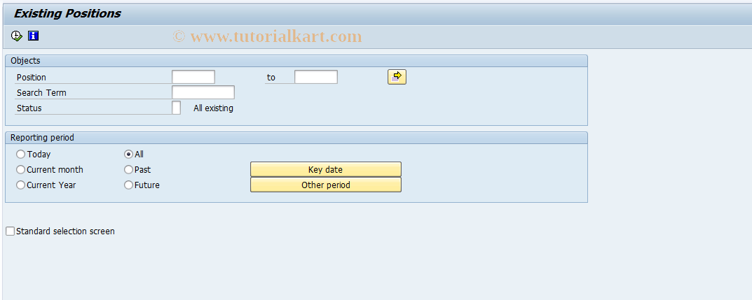 SAP TCode RE_RHXEXI03 - Existing Positions