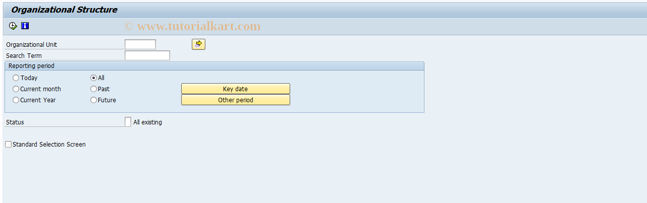 SAP TCode RE_RHXSTR00 - Organizational Plan (Organizational Units Only)