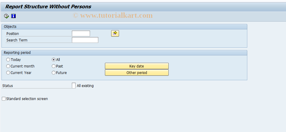 SAP TCode RE_RHXSTR05 - Reporting Structure Without Persons