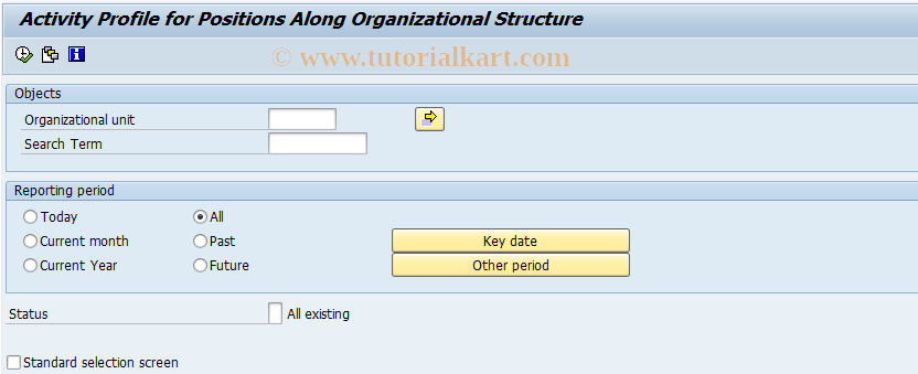 SAP TCode RE_RHXSTR07 - Activity Profile Without Persons