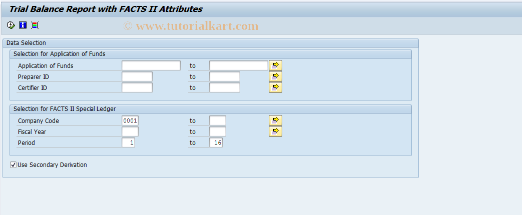 SAP TCode RFACTS2_BL - FACTS 2: Trial Balance