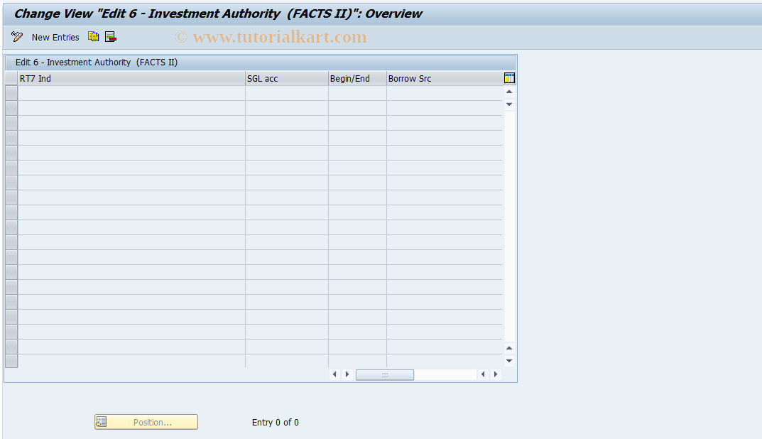 SAP TCode RFACTS2_EDINV - FACTS 2: Customize Edit 6.