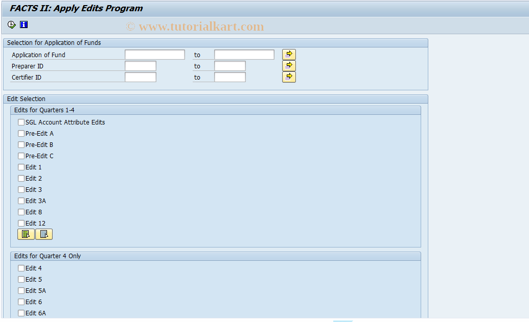 SAP TCode RFACTS2_EDITS - FACTS 2: Edits