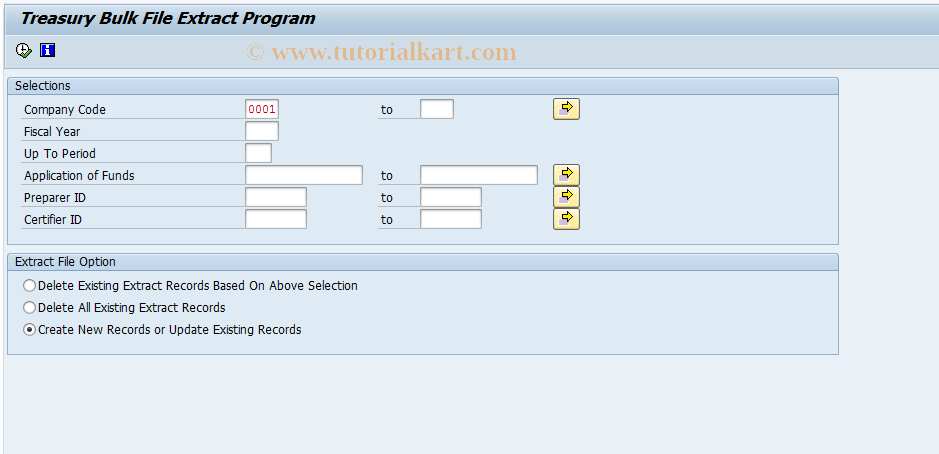 SAP TCode RFACTS2_EXTRACT - FACTS 2: Data Extract