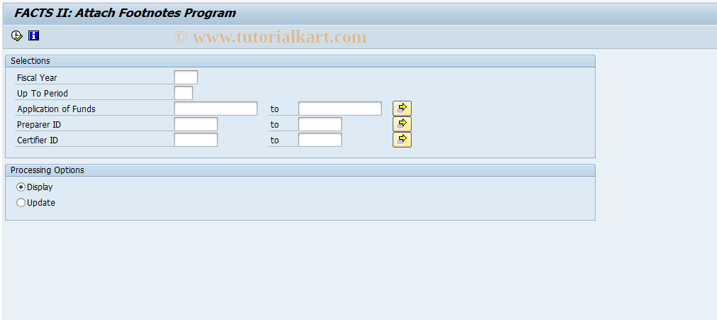 SAP TCode RFACTS2_FOOTNOTE - FACTS 2: Footnote Maintenance