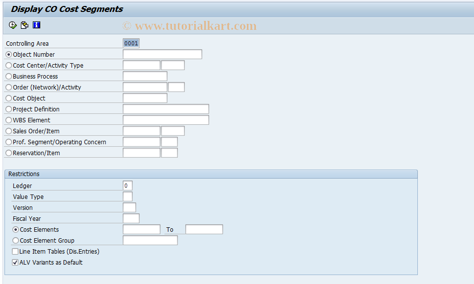 SAP TCode RKACSHOW - Display CO Cost Segments