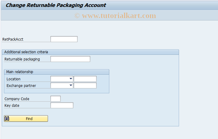 SAP TCode RL02 - Change returnable packaging account