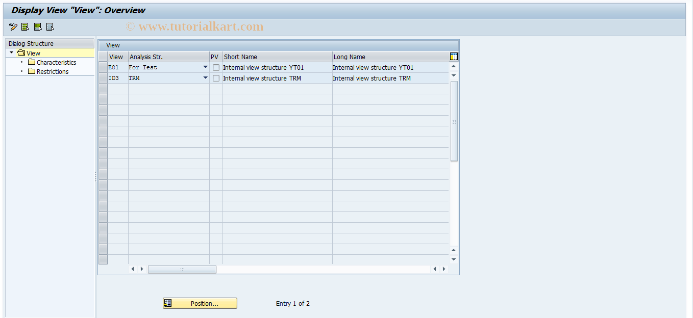 SAP TCode RM10D - RM: Views