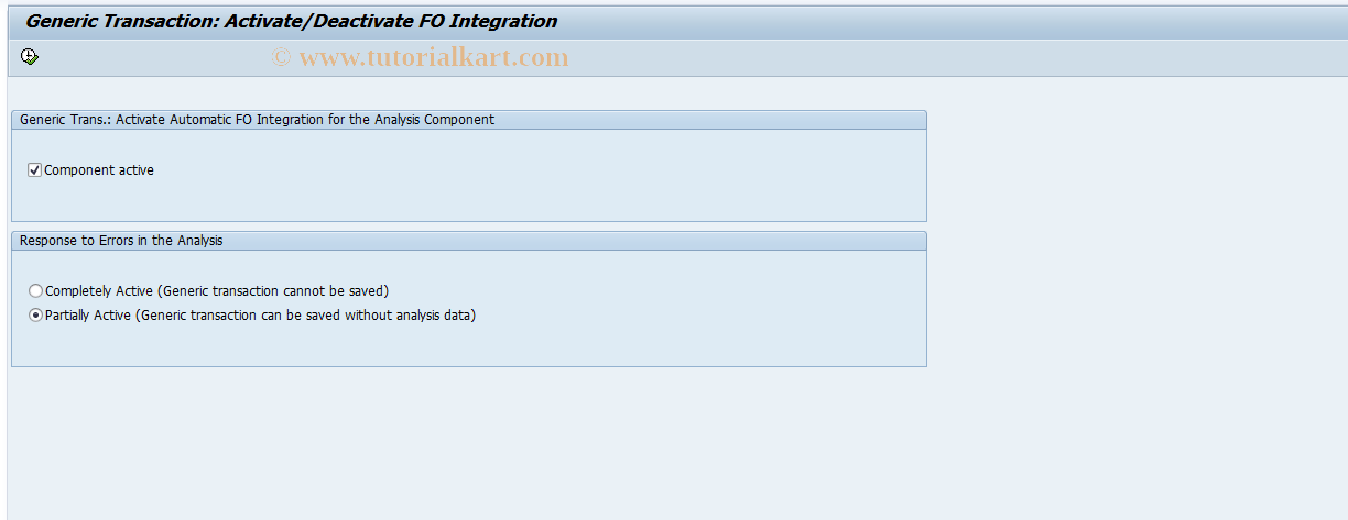 SAP TCode RMIFGDT - Gen. Transaction : Act/Deact FO Integration