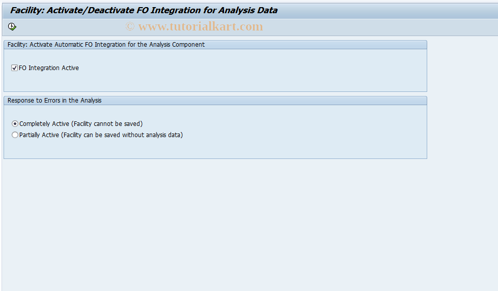 SAP TCode RMIKLFZ - Facility: Activate/Deactivate FO Int