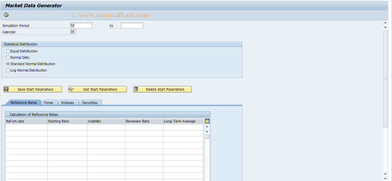 SAP TCode RMMDG - Market Data Generator