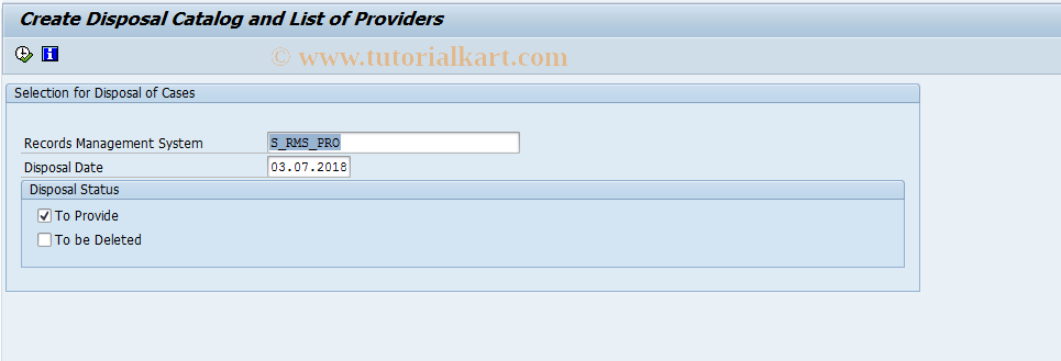 SAP TCode RMPSDISPOSALOFFER - Create List of Providers