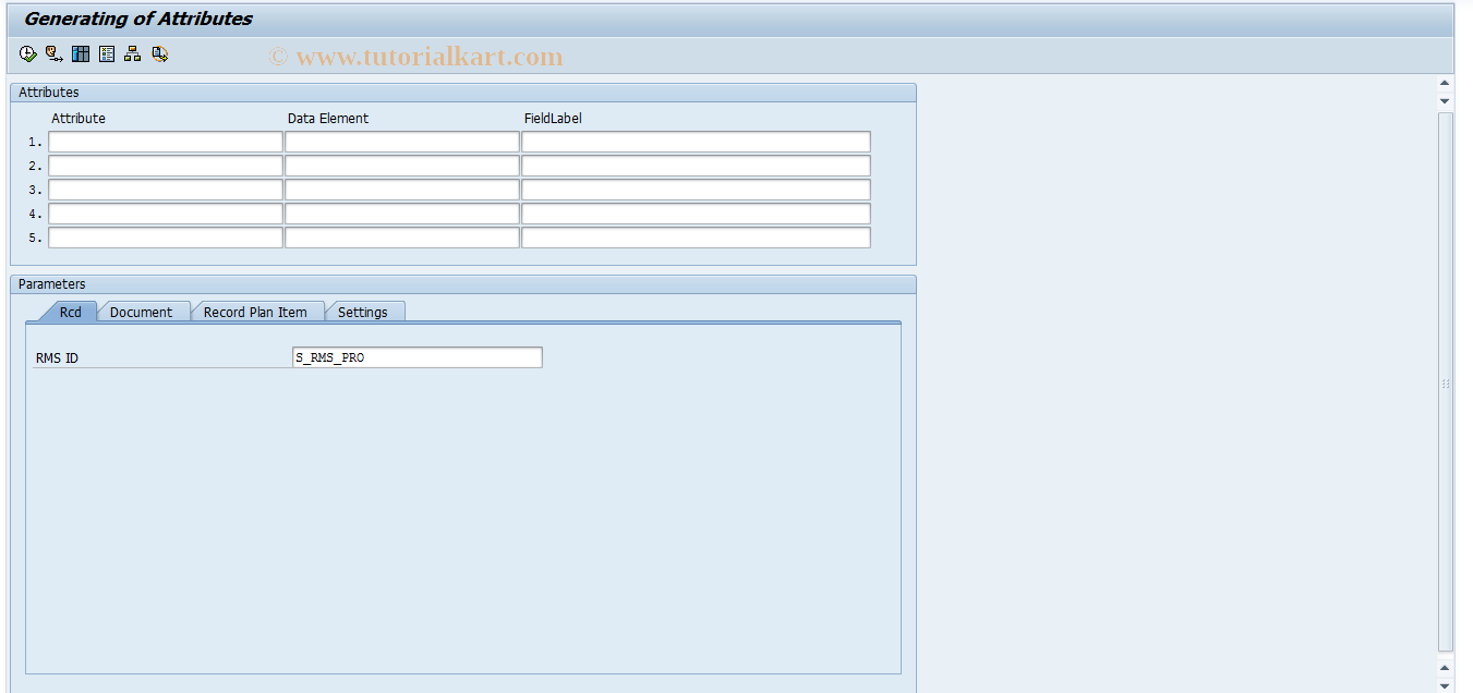 SAP TCode RMPSP_GEN_ATTRIBUTE - Generating of Attributes