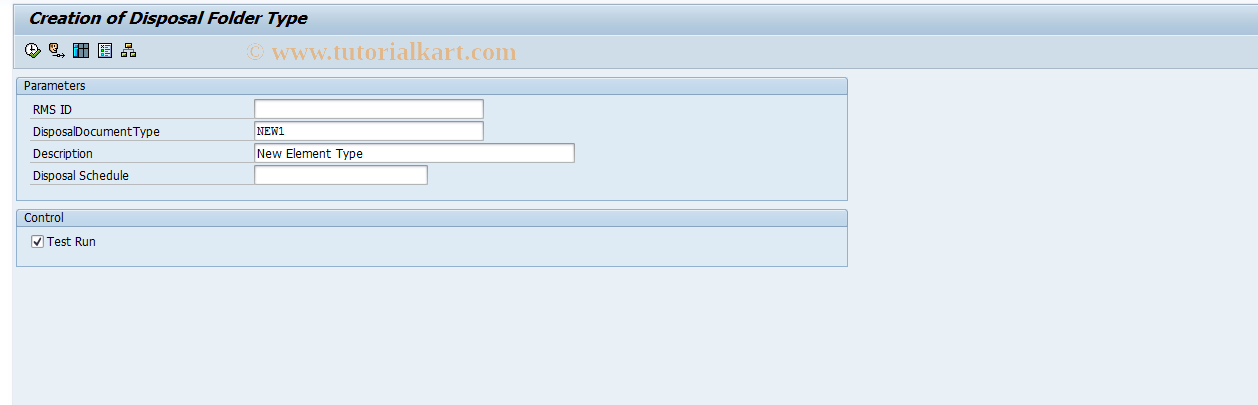 SAP TCode RMPSP_RECTYPE - Create Disposal Document Type