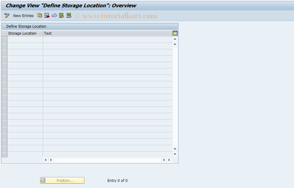 SAP TCode RMPSSTORPLACE - Define Storage Location
