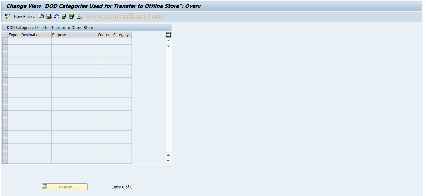 SAP TCode RMPS_DOD_DOCSTRG - Storage Categories for DOD disposal