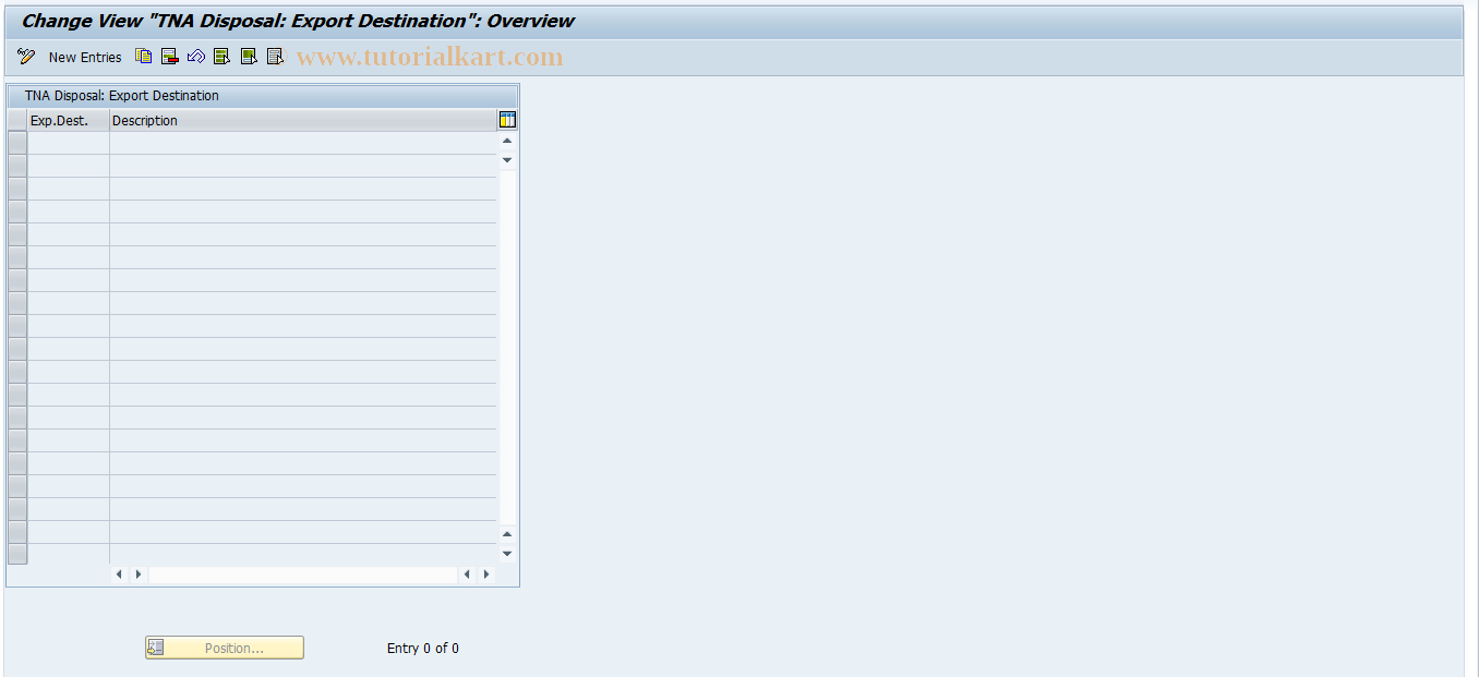 SAP TCode RMPS_EXPDEST - TNA: Maintain Export Destinations