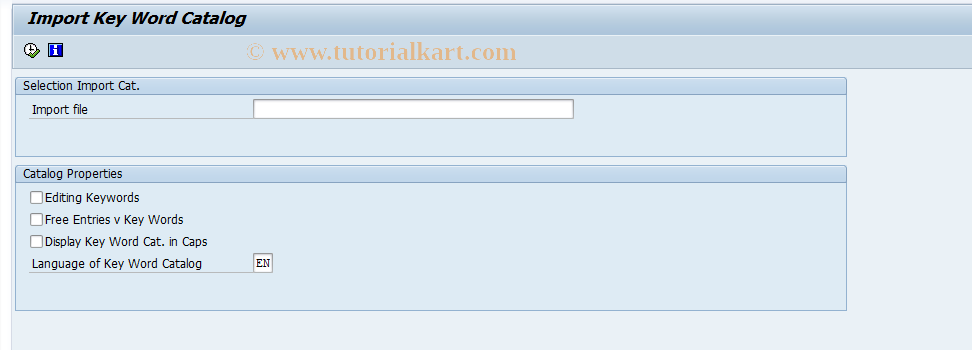 SAP TCode RMPS_IMPORT_KC - Import Key Word Catalog