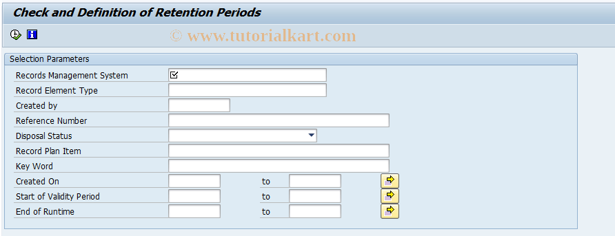 SAP TCode RMPS_MT_STORAGE_P - Check and Define Retention Periods