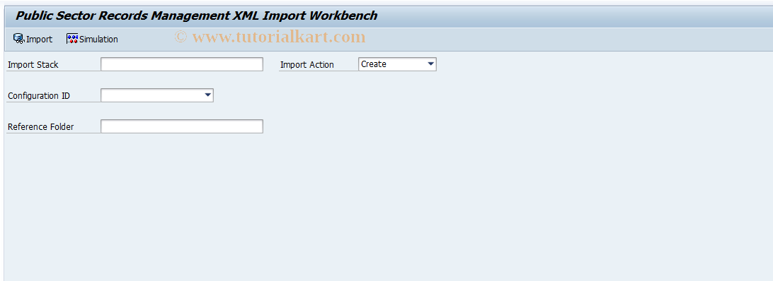SAP TCode RMPS_TRF_IMPORT - Import Workbench