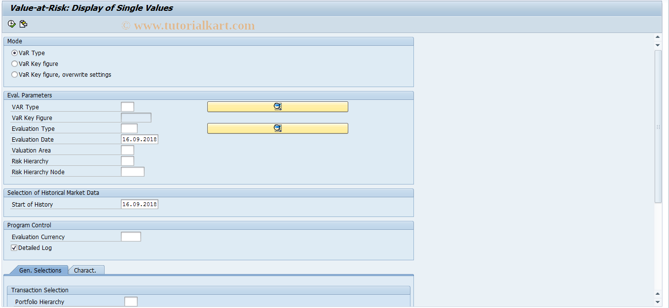 SAP TCode RMV0 - Single Value Analysis: VAR