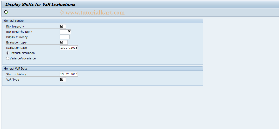 SAP TCode RMVARS - Display Shifts during VaR Evaluation