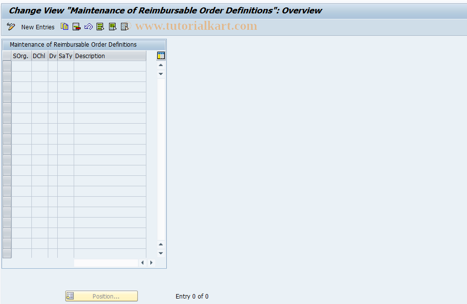 SAP TCode RO_DEF - Define Reimbursable Orders