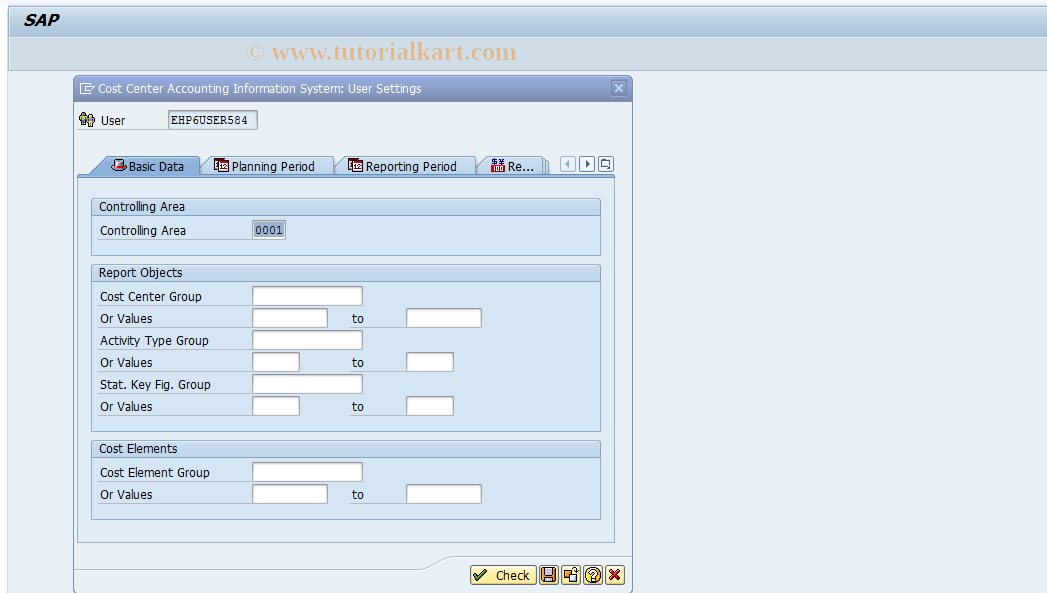 SAP TCode RPC0 - Info. System CCtrs: Presettings