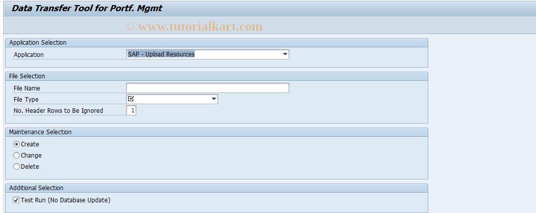 SAP TCode RPM_DX - Data Transfer Tool for Portf. Mgmt