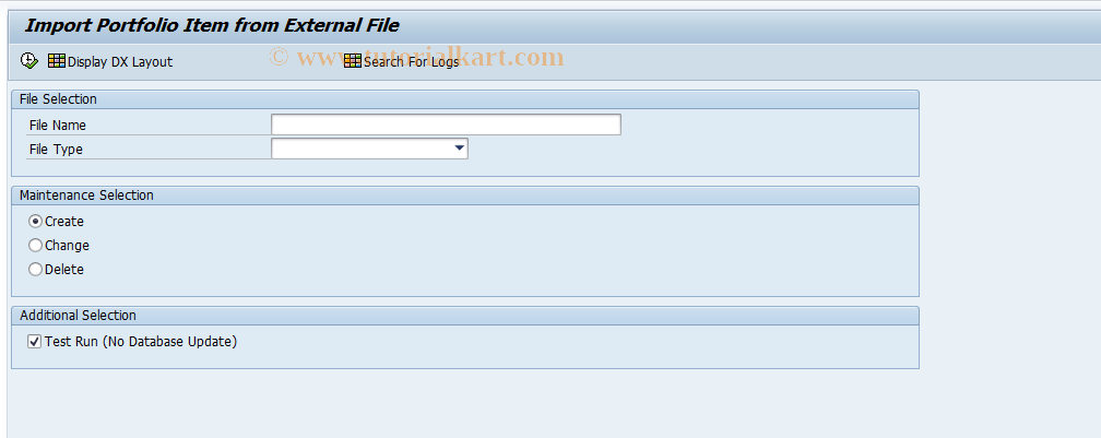 SAP TCode RPM_DX_ITEM - Import Item from External File