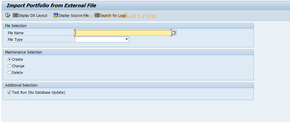 SAP TCode RPM_DX_PORTFOLIO - Import Item from External File
