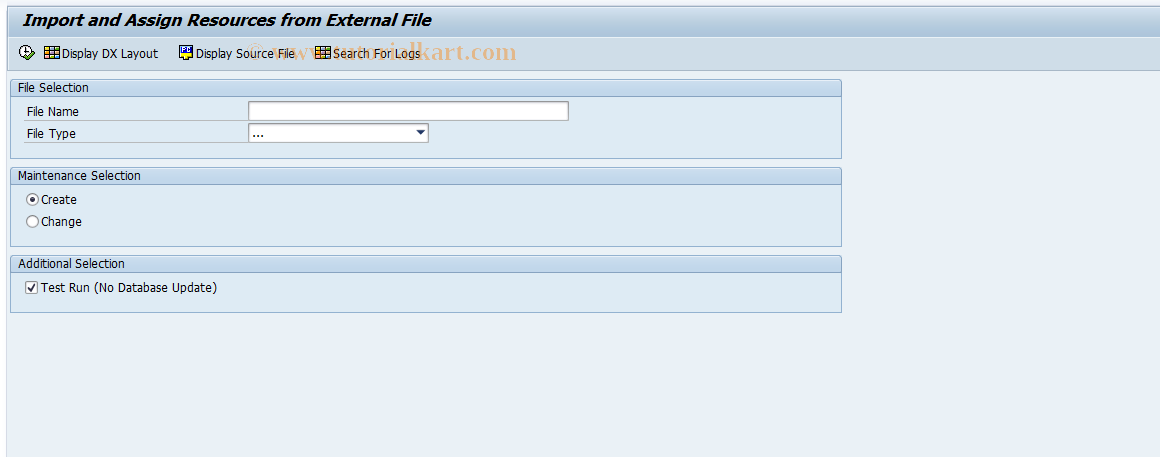 SAP TCode RPM_DX_RES_ASSIGN - Import Item from External File