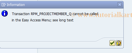 SAP TCode RPM_PROJECTMEMBER_Q - Authorization for Project Member