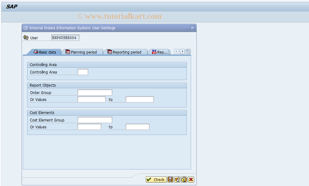 SAP TCode RPO0 - Info. System Orders: Presettings