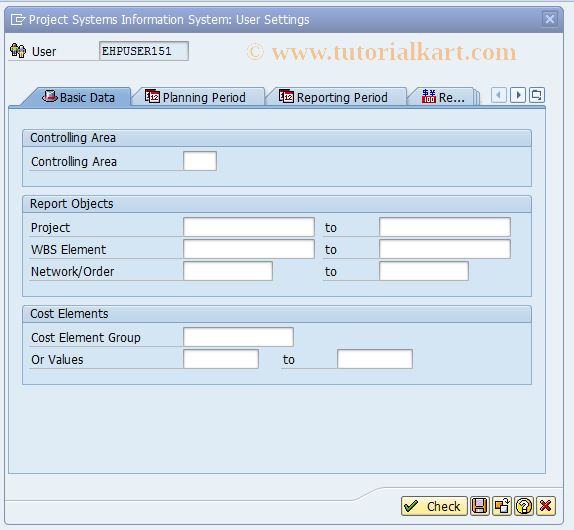 SAP TCode RPP0 -  Project Info System: Default Settings