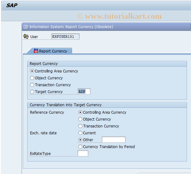 SAP TCode RPX0 - CO-OM Information System: Settings