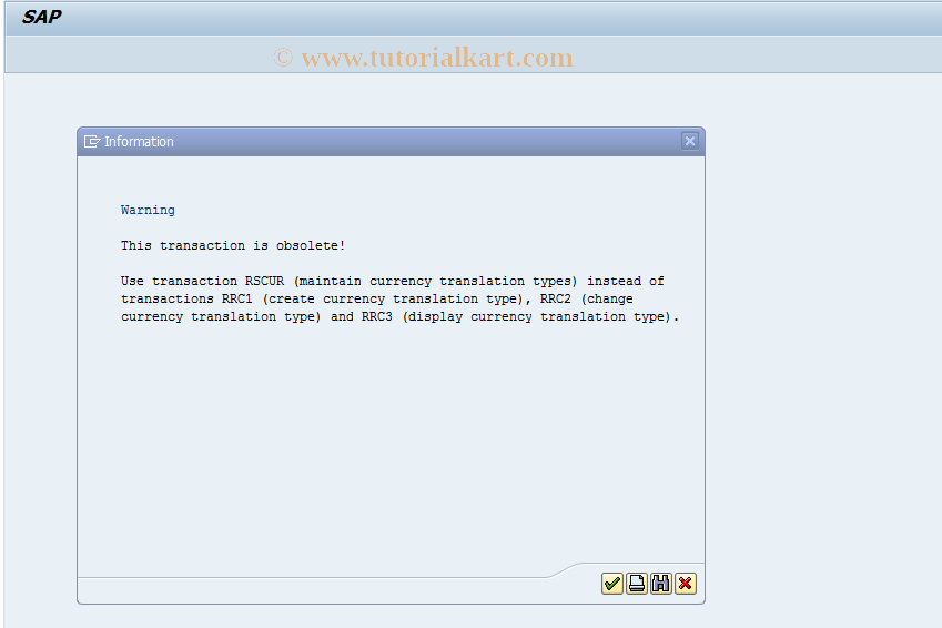 SAP TCode RRC3 - Display Currency Translation Type