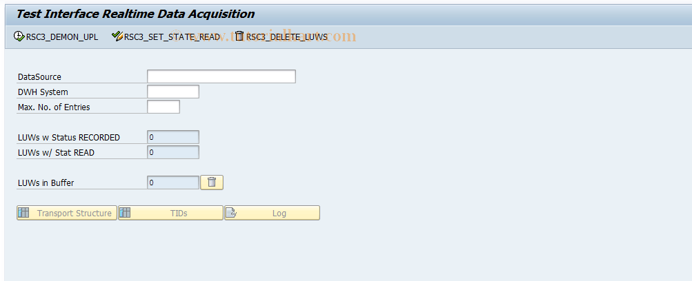 SAP TCode RSA10 - Realtime Test Interface Srce System