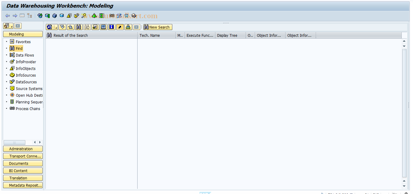 SAP TCode RSA17 - DW Workbench: General Search