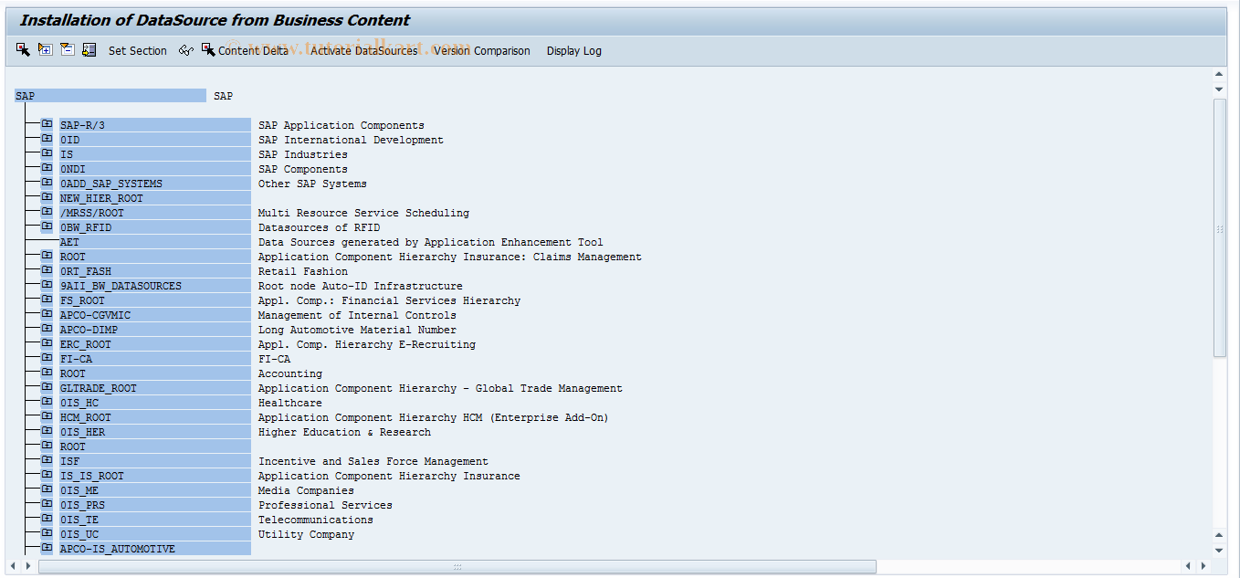 SAP TCode RSA5 - Install Business Content SAP TCode RSA5 - Install Business Content