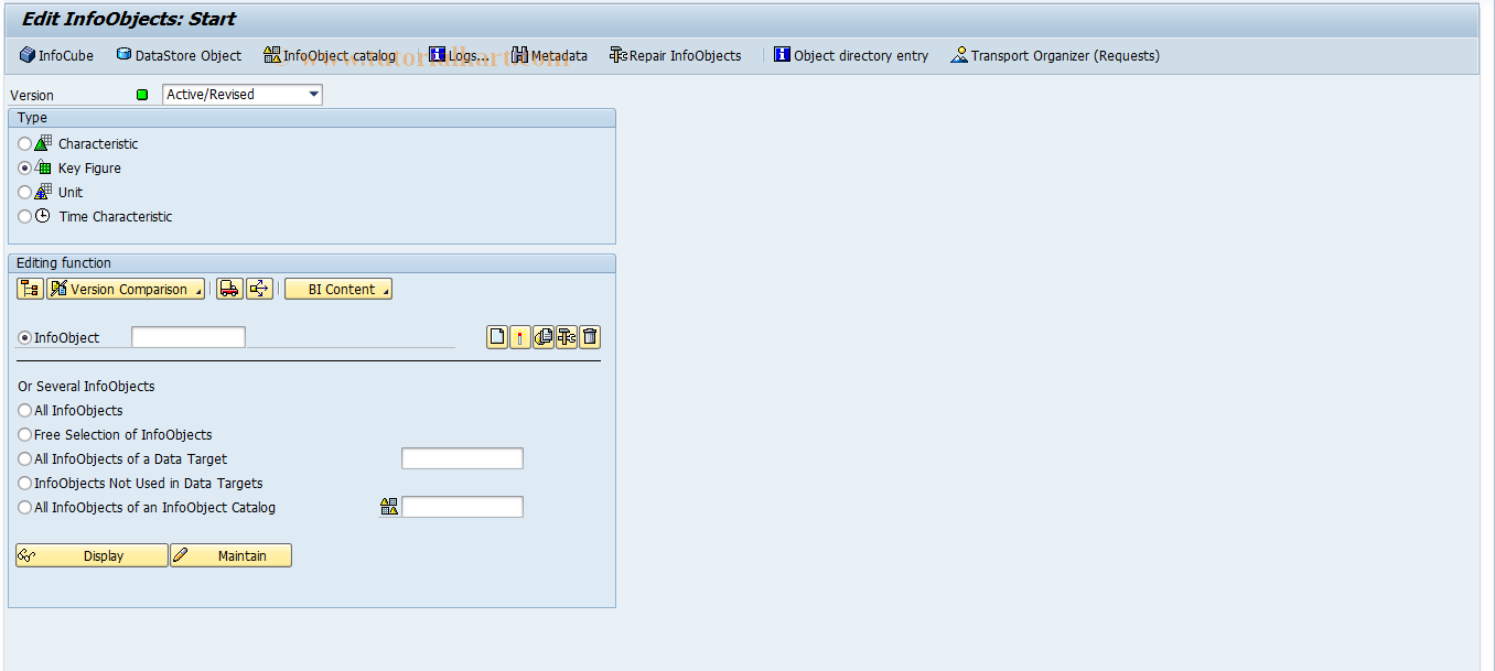 SAP TCode RSD2 - Maintenance of key figures