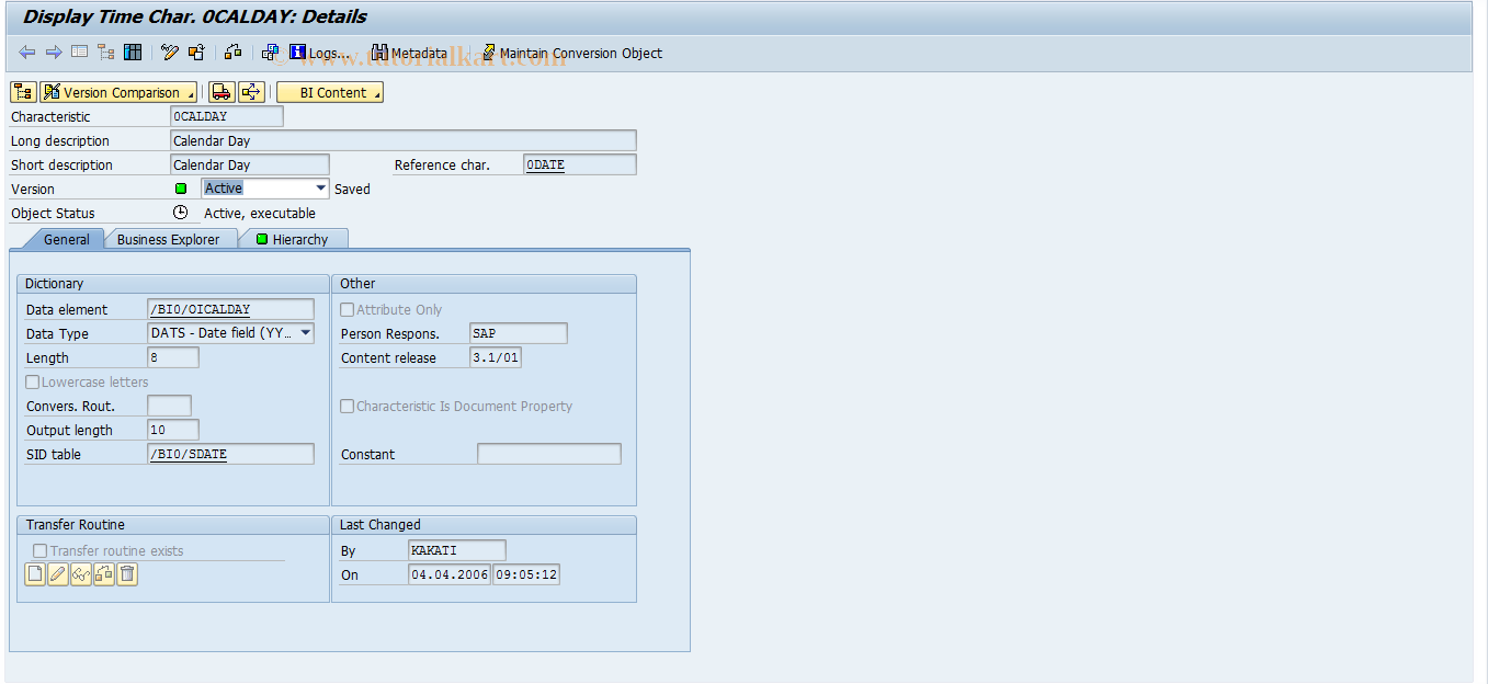 SAP TCode RSD4 - Maintenance of time characteristics