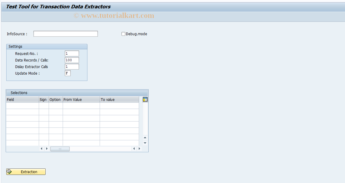 SAP TCode RSFH - Test Transaction Data Extractors