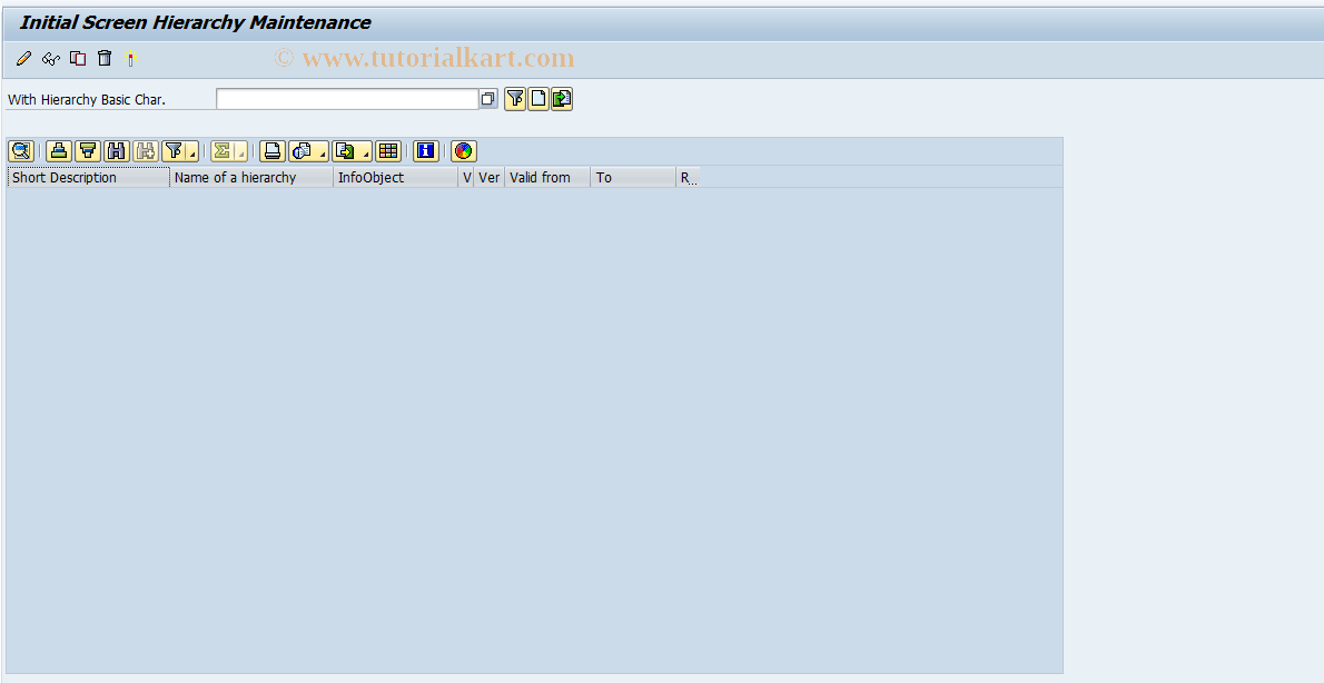 SAP TCode RSH1 - Edit hierarchy initial screen