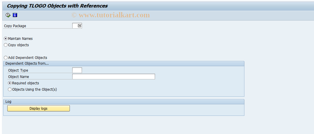 SAP TCode RSOCOPY - Copy from TLOGO Objects