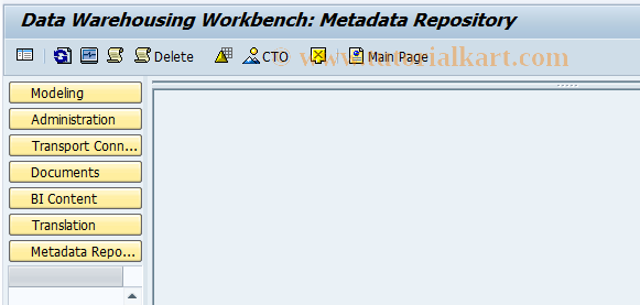 SAP TCode RSORMDR - BW Metadata Repository