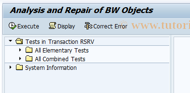 SAP TCode RSRV - Analysis and Repair of BW Objects