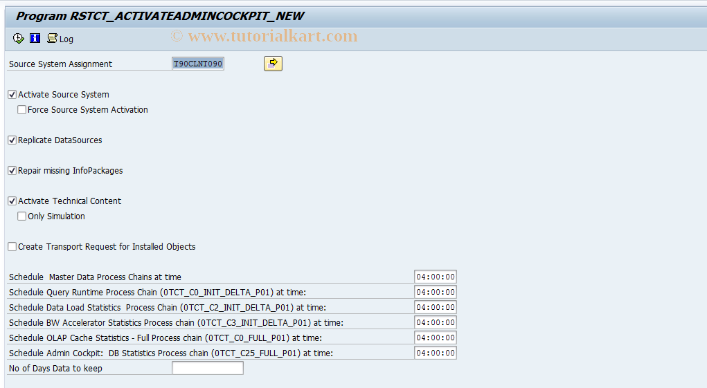 SAP TCode RSTCT_INST_BIAC - Installation of BI AC Content