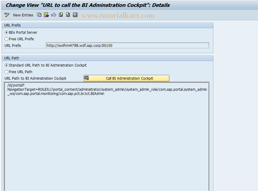 SAP TCode RSTC_CUST_BIAC - Customizing to call BI Admin Cockpit