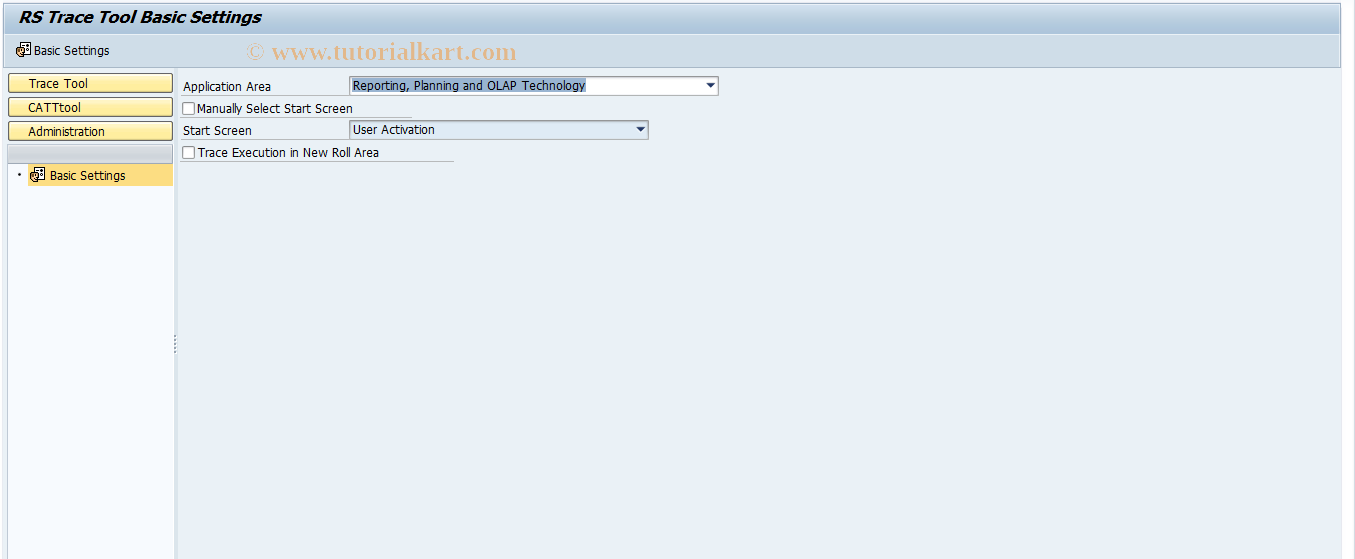 SAP TCode RSTT - RS Trace Tool Monitor